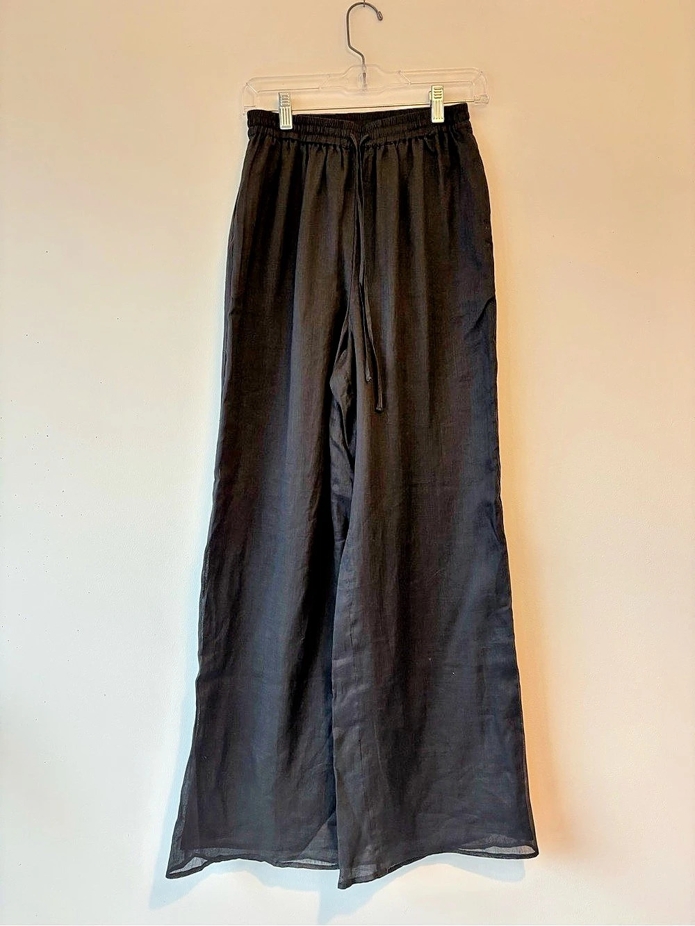 Dissh Ginny Black Ramie Pant Wide Leg Ramie Pants in Black Size Medium NWT